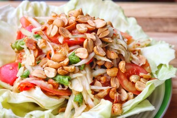 Papaya salad spicy Thai food