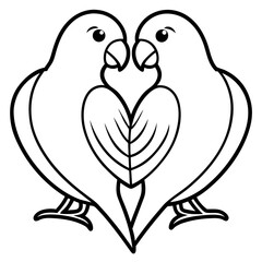 Romantic Lovebirds Line Art Illustration