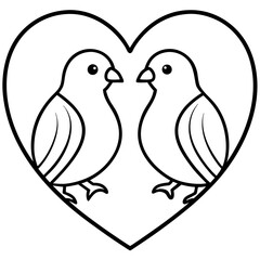 Romantic Lovebirds Line Art Illustration
