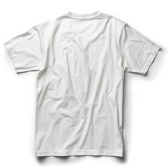 Fototapeta premium A plain white t-shirt viewed from the back, showcasing its simple design and fabric texture. isolated on white background