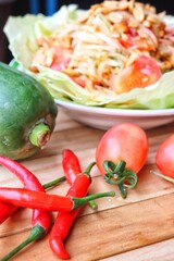 Papaya salad spicy Thai food