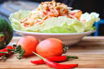 Papaya salad spicy Thai food