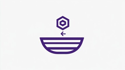 Hexagon falling into bowl; simple background; website icon