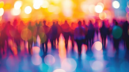 Sustainable Businesses A vibrant tapestry of abstract patterns, where diverse crowd silhouettes, each radiating individuality, intertwine against a blurred backdrop, signifying the right to differ