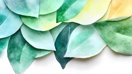 Obraz premium Layered Watercolor Leaves Creating Depth on Rough Textured Nature Composition