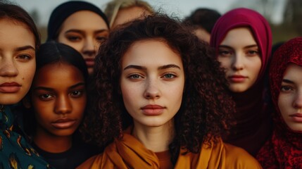 Obraz premium Group Portrait of Diverse Women with Unique Styles and Expressions