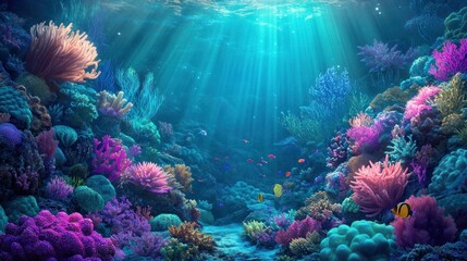 Obraz premium Vibrant Underwater Coral Reef Paradise: A Stunning Display of Marine Life