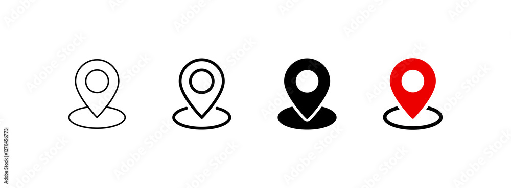 Aufkleber Location icon set, Map pin place marker. location pointer icon symbol in flat style. Location pin icon, Navigation sign
