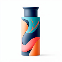 Fototapeta premium Custom packaging material design concept. Modern Abstract Vase in Vibrant Colors with Unique Organic Shapes and Design Elements
