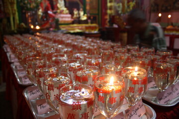 glasses arranged in a temple as a symbol of respect for deceased ancestors