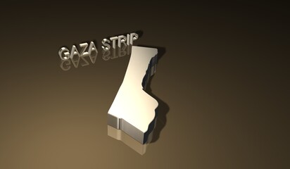 Map of Gaza Strip in 3D with golden theme for print and presentation purpose 1