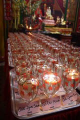glasses arranged in a temple as a symbol of respect for deceased ancestors