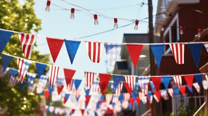 celebration flags red white and blue background