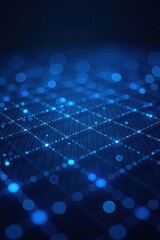 Obraz premium Electric blue grid, glowing dots & squares Futuristic tech texture , digital, cyberpunk, texture