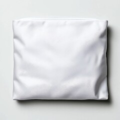 Obraz premium Custom packaging branding concept. Clean and Simple White Fabric Pouch for Storage and Organization Purposes in Minimalistic Style