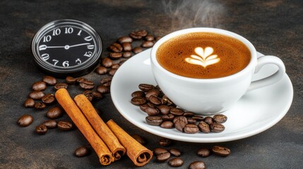 Aromatic Coffee Break: Latte Art and Cinnamon