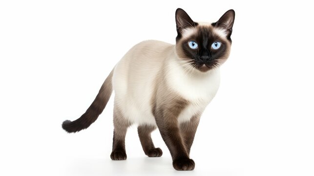 blue cat walking white background