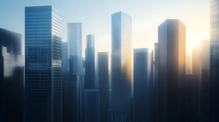 Obraz premium Modern Cityscape Skyline Towers at Sunrise