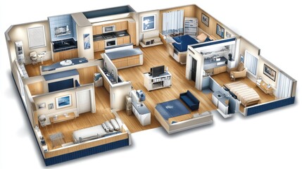 3D Model of Modern Apartment Design: A Luxurious and Spacious Home