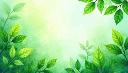 Obraz premium Lush green foliage watercolor wash, vibrant texture , fresh, abstract
