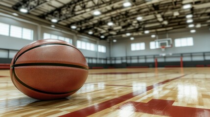 Basketball on Court: Indoor Sports, Game, Competition,  Training