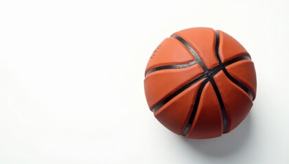 Overhead view of basketball against pure white backdrop , ball, graphic, overhead