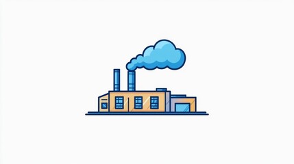 Obraz premium Factory emitting smoke, industrial landscape, production, manufacturing, business illustration