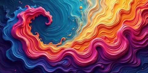 Fototapeta premium Vibrant swirls, impasto texture, surreal forms, hand-drawn, impasto, painting
