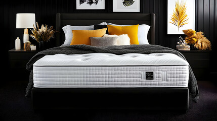 This hotel room boasts a comfortable bed with plush pillows and luxurious bedding, creating a relaxing home away from home