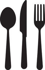 fork, knife, spoon silhouette vector style minimalist white background