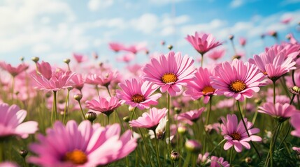 Obraz premium field pink daisies