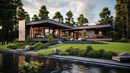 Obraz premium design house with land