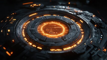 Futuristic HUD countdown interface, dark background, technology concept