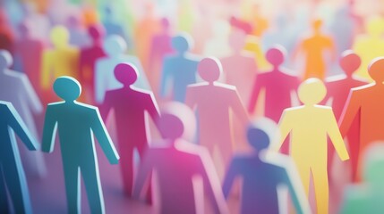 Colorful Paper Cutout Human Figures: Symbolizing Diversity and Unity