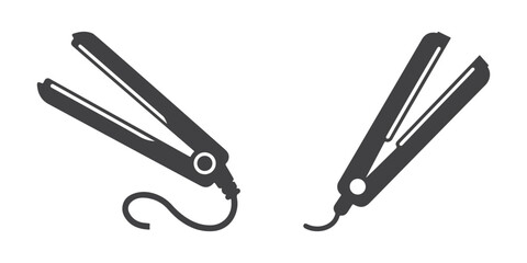 Professional Hair Straighten Icons Silhouette Vector Illustration
