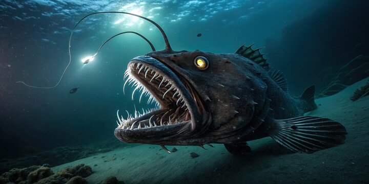 angler fish in the sea , devil fish abstract