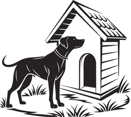 Dog House Silhouette Vector Illustration, House Icon