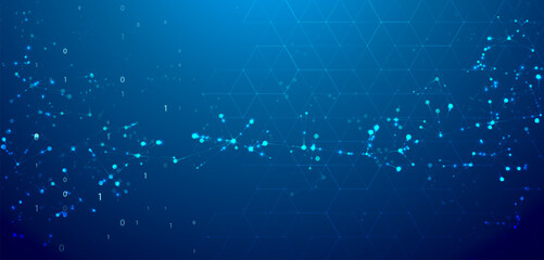Abstract molecules design. Digital molecular structure in the flow of big data. Biotechnology concept for your design.