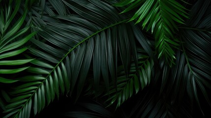 contrast black palm leaf