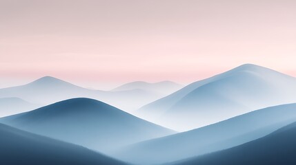 Serene Blue Mountains Under a Pink Dawn Sky