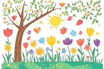 spring flowers and birds