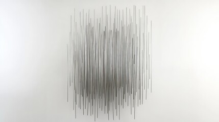 Wall with thin metallic rods in clean, minimalist formation