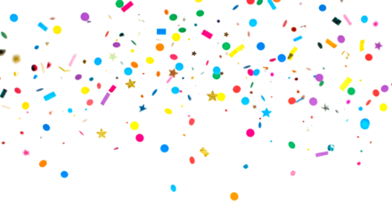 Falling Colorful Confetti on Transparent Background for Celebrations and Parties