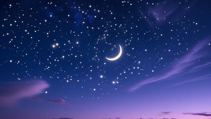 Nights sky with moon and stars ideal desktop or background