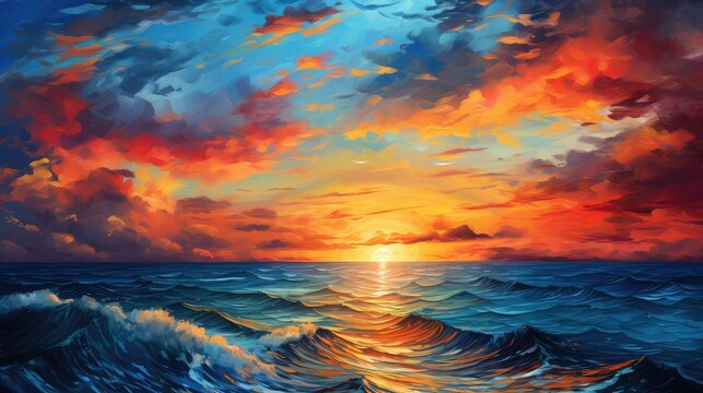 vibrant blue and orange graphics