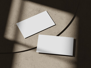 Minimalist Business Card Display with Natural Light and Shadows