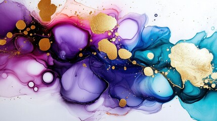 A swirling galaxy of colorful ink dropped in water, blending shades of purple, pink, teal, and gold into fluid, dreamlike patterns.