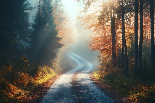 Foggy morning in the Carpathian mountains, Ukraine.
