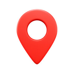 Red Location Pin Icon for Map Navigation on Transparent Background