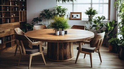 Obraz premium wood office round table